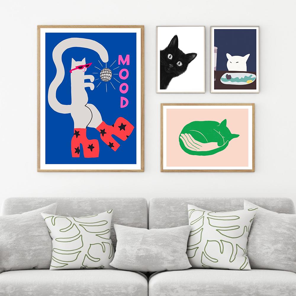 Black Cat Poster and Printed Modern Poster Modular Picture Gift Creative Home Decoration