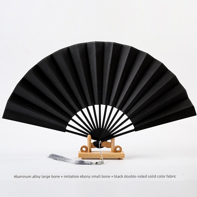 Legierter Faltfächer, Handwerksfächer, Hochwertiger Fächer im chinesischen Stil, Reiner Metallfächer, Geschenk für Freund, Version mit Geschenkbox