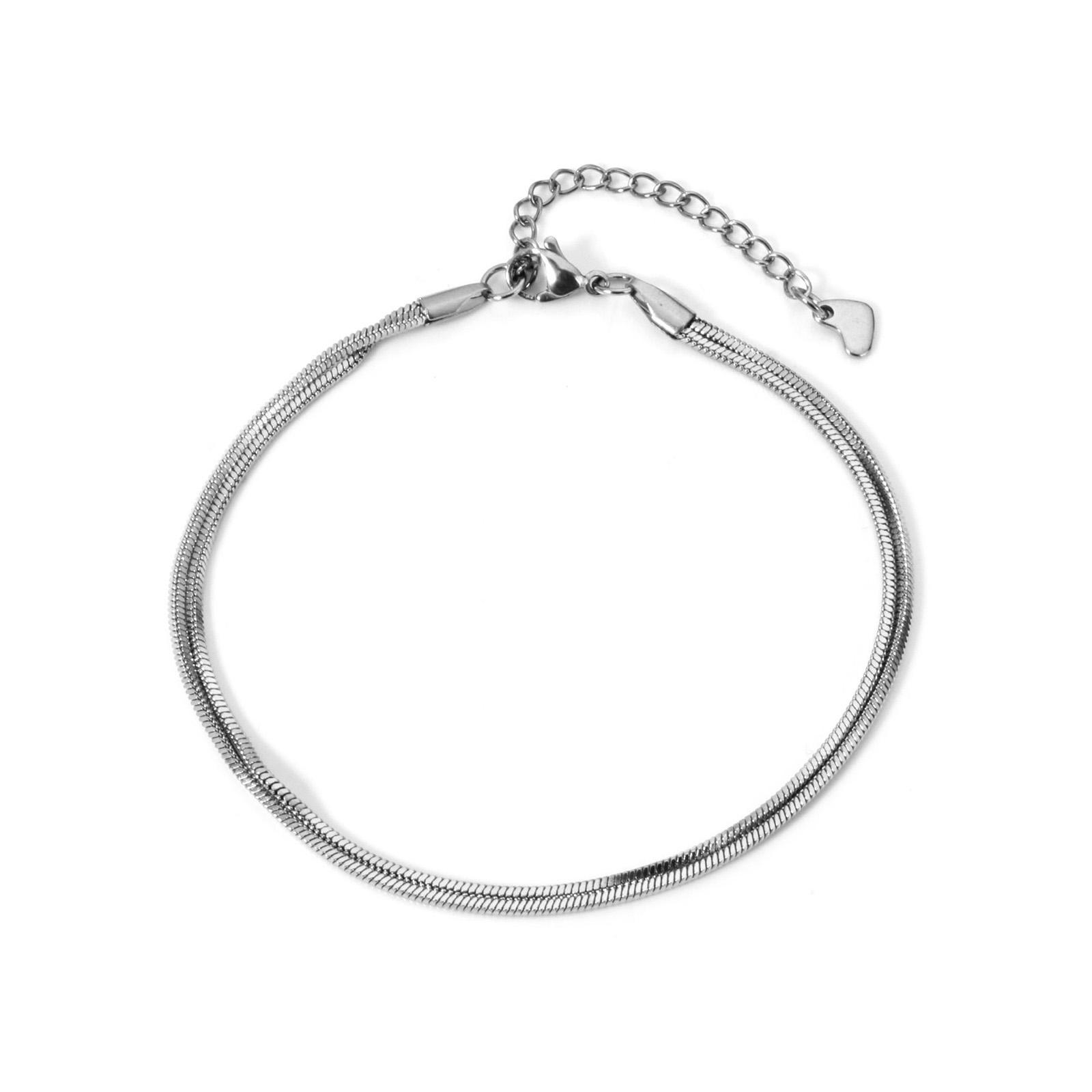 

304 Stainless Steel Stylish Multilayer Layered Anklet For Women Snake Chain Beach Foot Jewelry Party Gift 22cm long, 1 Piece