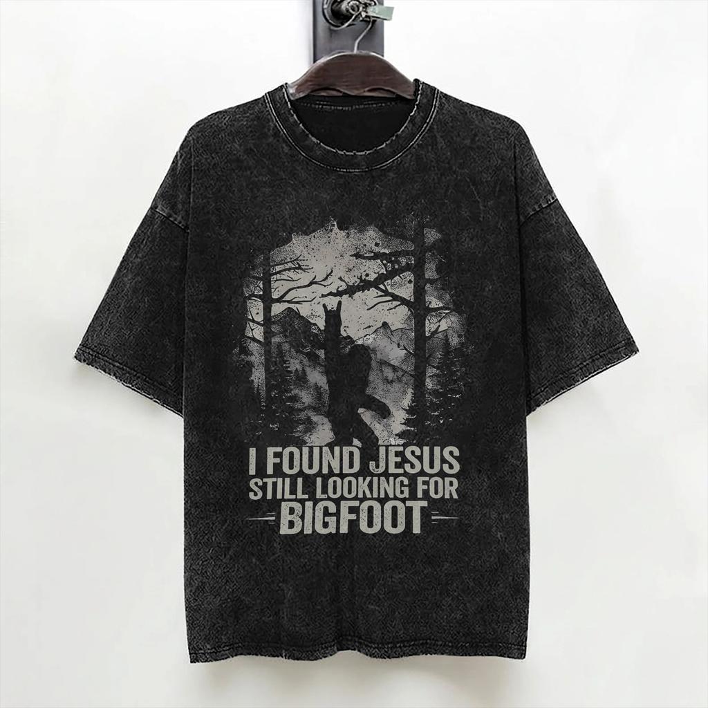Bigfoot Believe Sasquatch Washed T Shirt Streetwear Hip Hop Cool Tshirts Tees For Men Women 100 Cotton Harajuku Summer
