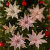 Simulated Xmas Tree Flower Large Glitter Artificial Christmas Flower  Wedding Decoration