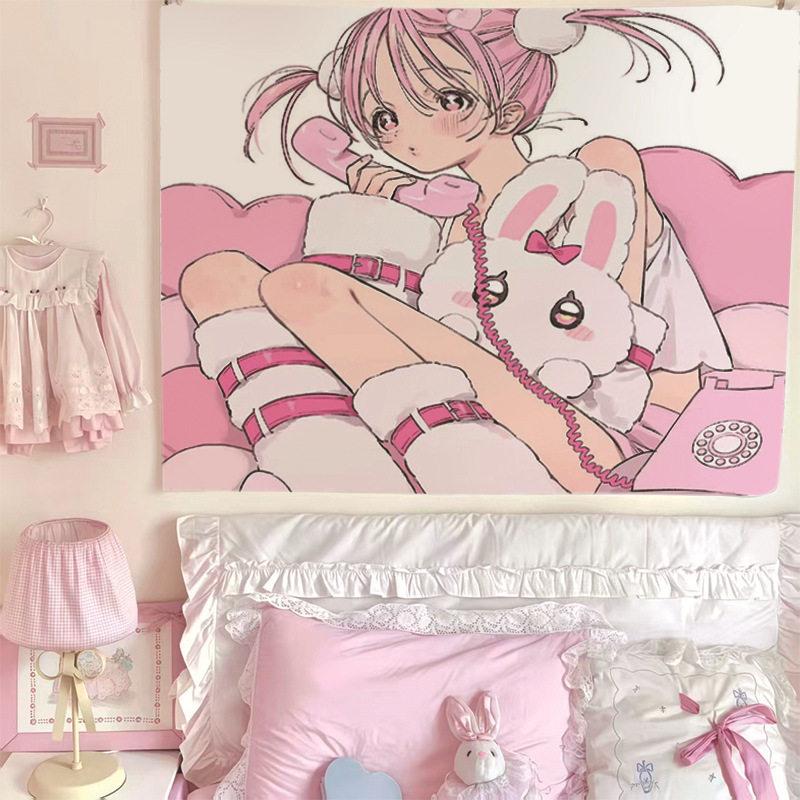 New Hot Cute Girl Style Anime Print Tapestry Wall Hanging For Bedroom Dorm Room Home Wall Decor