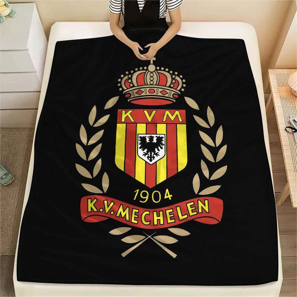 Coperta in Flanella Stampata KV Mechelen, morbida coperta per camera da letto e divano, lavabile, merchandising per tifosi di calcio, ottimo regalo.