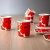 Marimekko Tasse Weiß/Rot OIVA/UNIKKO 2,5 dl weiß rot Tasse Nordisches Geschirr Küchentisch
