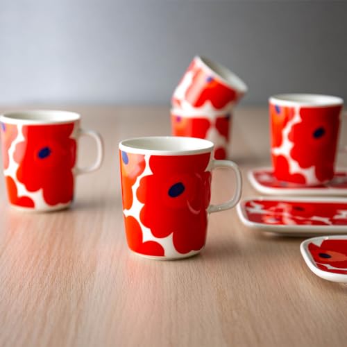 Marimekko Tasse Weiß/Rot OIVA/UNIKKO 2,5 dl weiß rot Tasse Nordisches Geschirr Küchentisch
