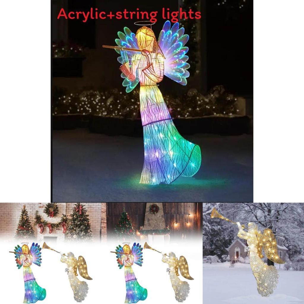 Angel Tree Topper Led Lighted Acrylic Star For Christmas Tree Decor