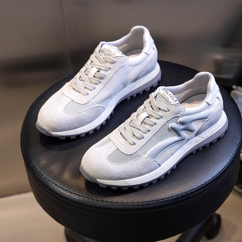 

Leather women s shoes summer breathable 2025 new Korean version versatile sports and leisure little white shoes shallow mouth flat sole shoes women 40 серый