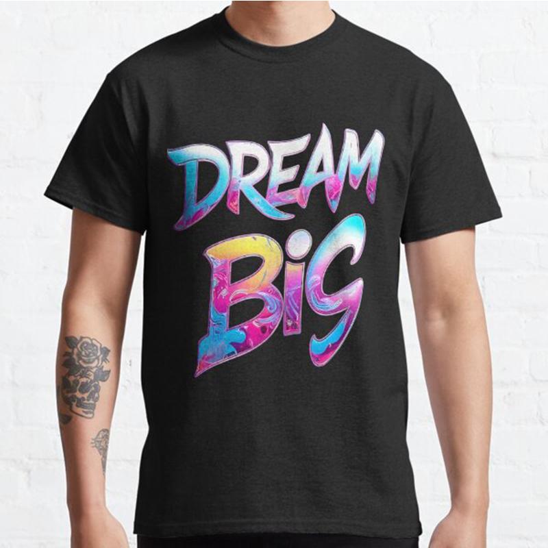 

Plus Size S-3XL Dream Big Printed T-shirt Men s Tops Fashion Clothes Tees S чёрный