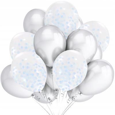 Set of 15 White and Blue Confetti Balloons