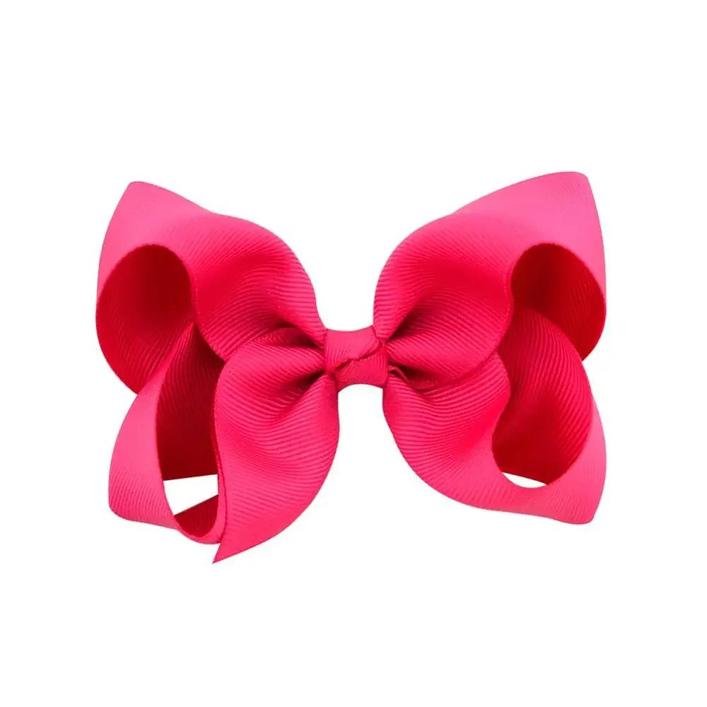 3/4/6/8inch  Boutique Handmade Colorful Solid Ribbon Grosgrain Hair Bow with Clips for Kids Girls Hair Accessories