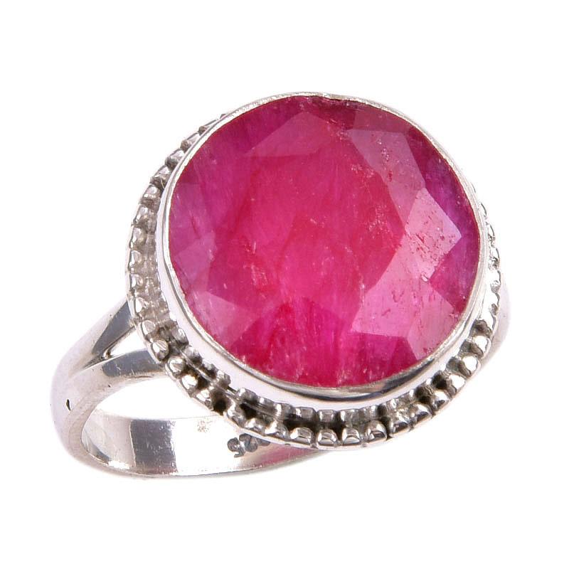 Red Ruby(Simulated) Gemstone Handmade 925 Sterling Silver Gift Ring S.8.5 R0d33