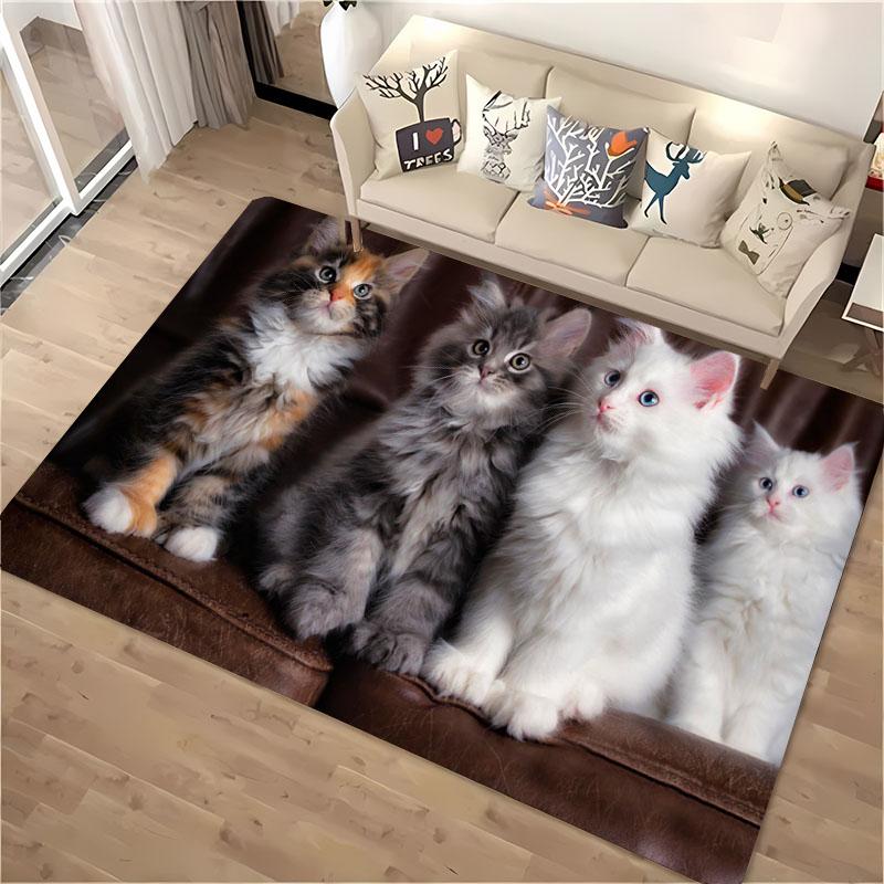 3D Printing Cat Large Area Carpets for Home Living Room  Children's Bedroom Sofa Doormat Kitchen Floor Rugs Anti-slip Decor Gift
