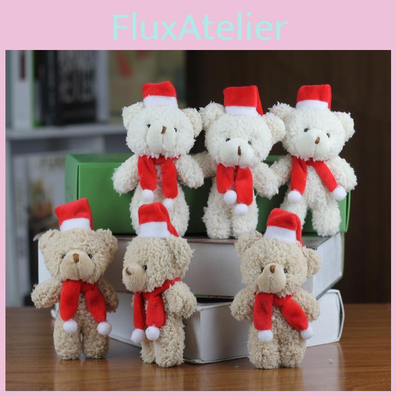 Niedlicher errötender Weihnachts-Bär Plüschtier Mini Teddy Ornament Weiches Kurzplüsch-Spielzeug für Taschen und Accessoires