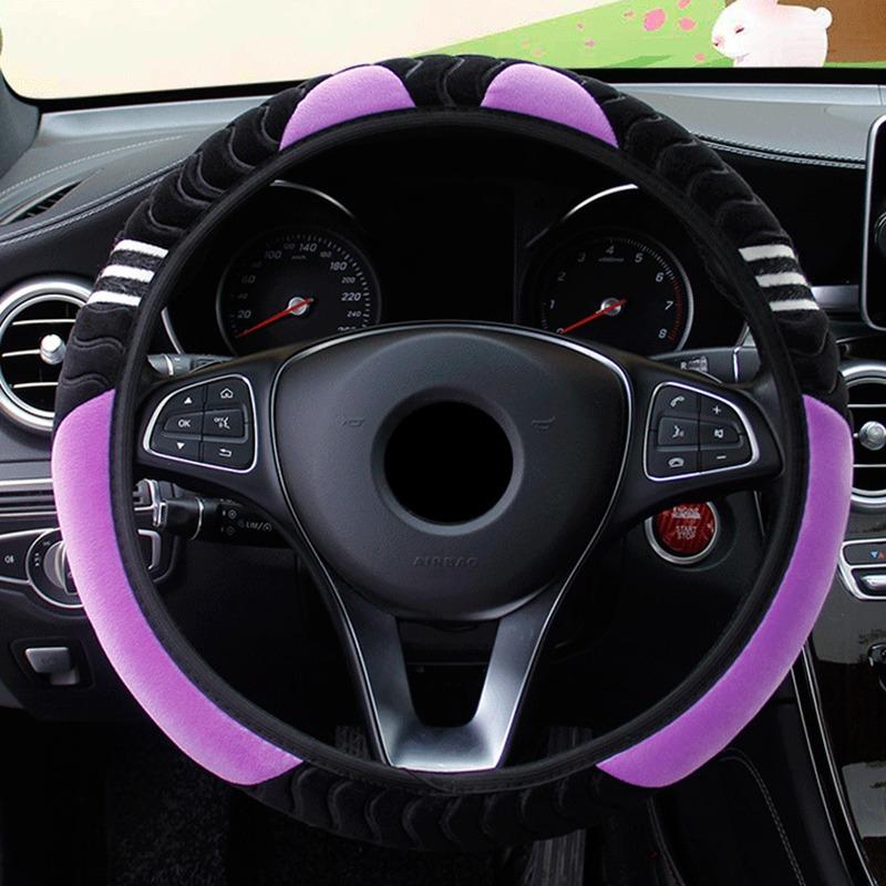 Car Steering Wheel Cover Plush Little Monster 37-38cm Elastic Warm Anti-slip Wheel Cover Multiple Colors Car Styling Accessories