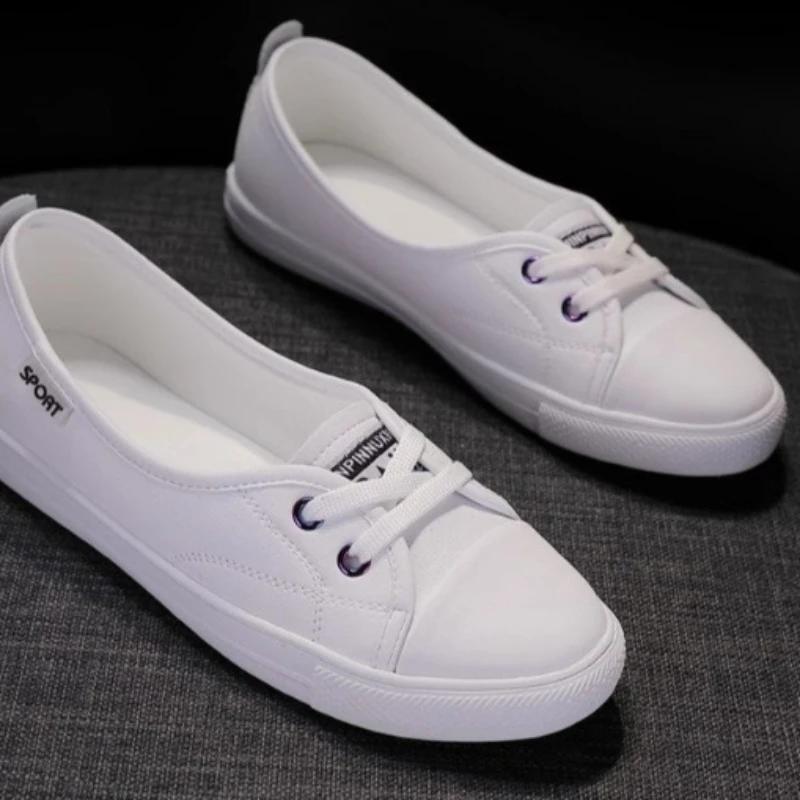 Moda 2024 Nowe Gorące Sprzedaży Damskie Obuwie Codzienne Damskie Wiosenne Codzienne Białe Buty Sportowe Płaskie Buty Oddychające Outdoor Zapatos Mujer