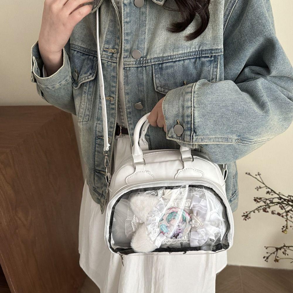 PU Japan Style High Capacity Transparent Ita Bag PU Casual Leather Handbags Square JK Bag Creative Gift