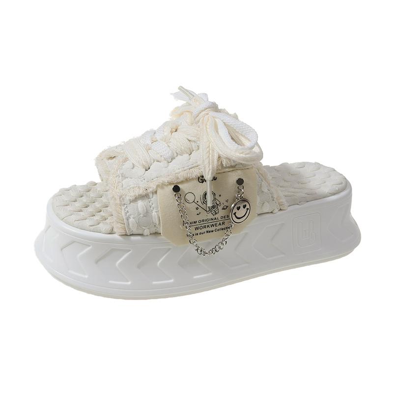 Fashion Lace-up Summer Women's kawaii Muffin Shoes Fashion Ladies Thick Soled Casual Sandals Casual Beach Shoes Female Jelly Shoes