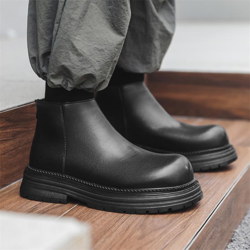 

2024 new thick-soled heightening Chelsea boots trendy men s new retro British Martin boots 22720-J 38 чёрный