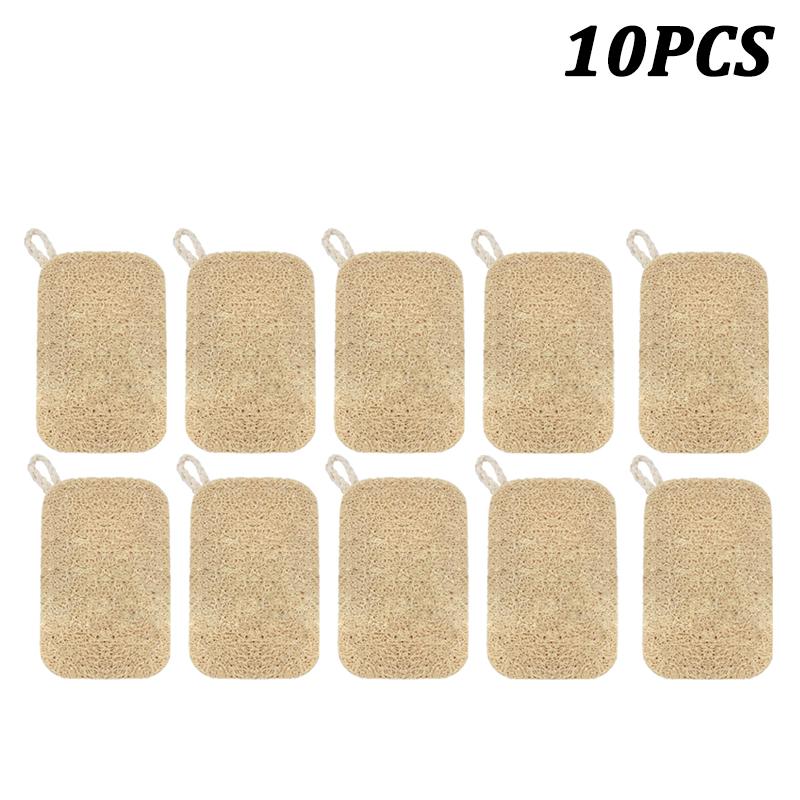 Natural Loofah Sponge Scrubber Reusable Plant Fiber Dish Washing Pad Oil Stain Remover For Kitchen Cleaner With Rope