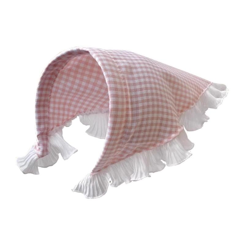 Comfortable Breathable Fabric Lace Bandana Headscarf for Women French Integrated Headwrap Pastoral Hair Decoration