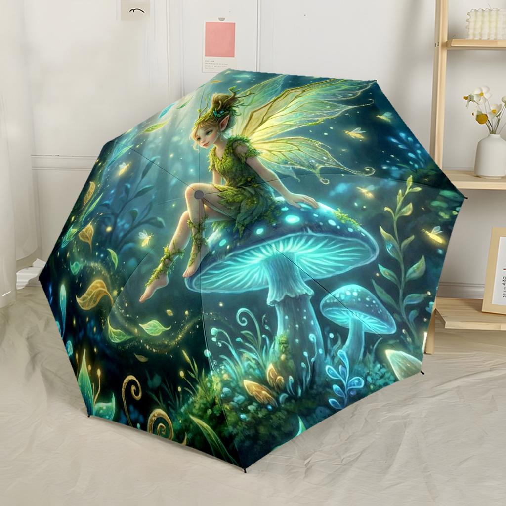 Winter Fairy Dreams Outdoor Automatic Umbrella Compact 8 Rib Design Lightweight for Outdoor Daily Use Compact Folding Umbrella Spiritual Gift