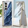 Luxury Painted Glass Plating Case for Samsung Galaxy Z Fold 5 6 7 Front Screen Glass Protective Cover for Galaxy Z Fold7 Case