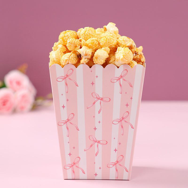 10 Pcs Bow Paper Popcorn Boxes With Bow Pattern Pop Favors Box Baby Shower Party Treat Favors Table Supplies Wedding Decoration
