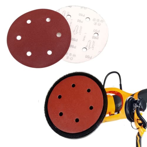 20-Pack PSA Sanding Discs, 6-Hole, 225mm Diameter, Grits #80, #120, #240, #320, and #600, for Electric Sanders with 230mm Diameter, Brown (#120-20PCS)