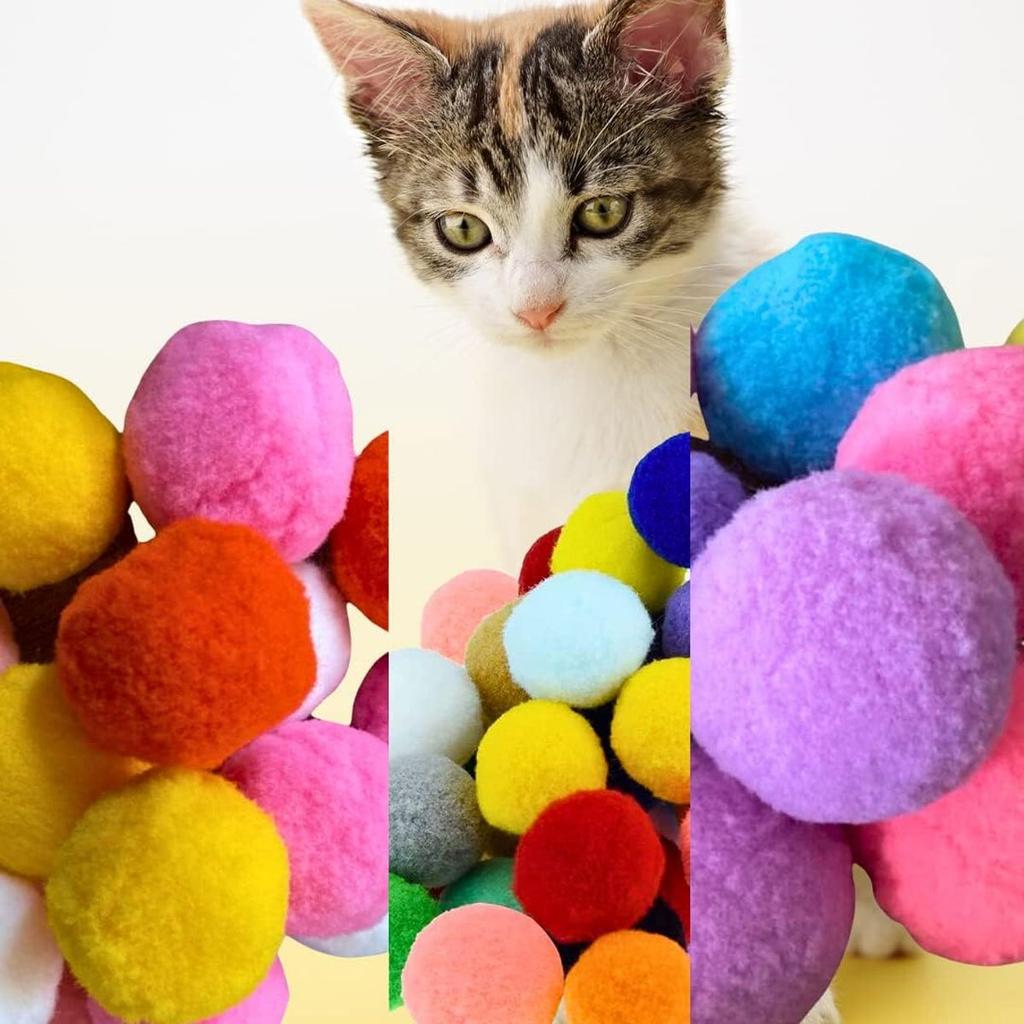 18pcs 3cm Colorful Plush Cat Teaser Toy Balls Chew Durable Cat Toy Balls Cat Training Toy Balls ZSY