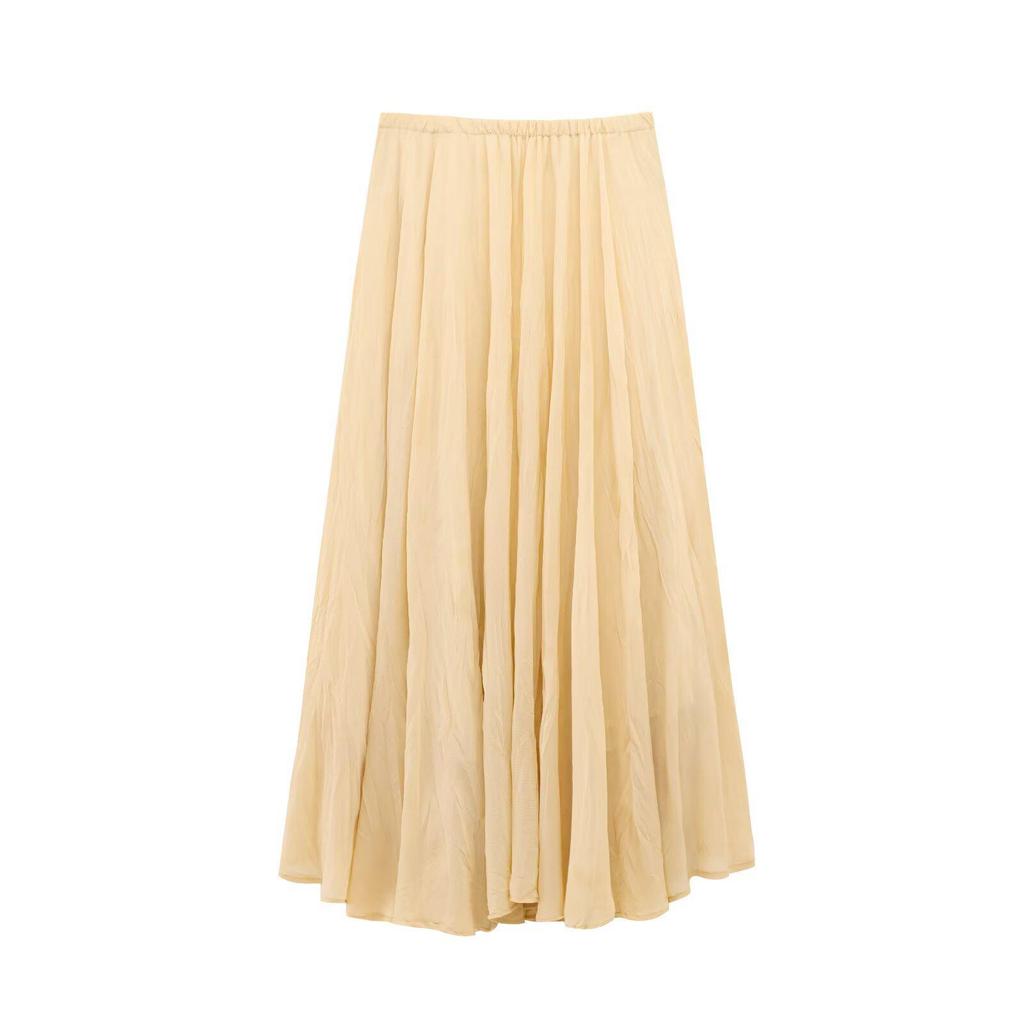 2025 European & American Style High-End Women's Pleated High Waist Slimming Midi Skirt