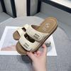Thick-soled letter Velcro one-word cool slippers women's 2025 new comfortable and lightweight beach slippers