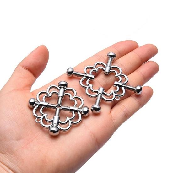 1 par metall brystvorteklemme Justerbar brystklemme Hollow Out Design Voksen sexleketøy