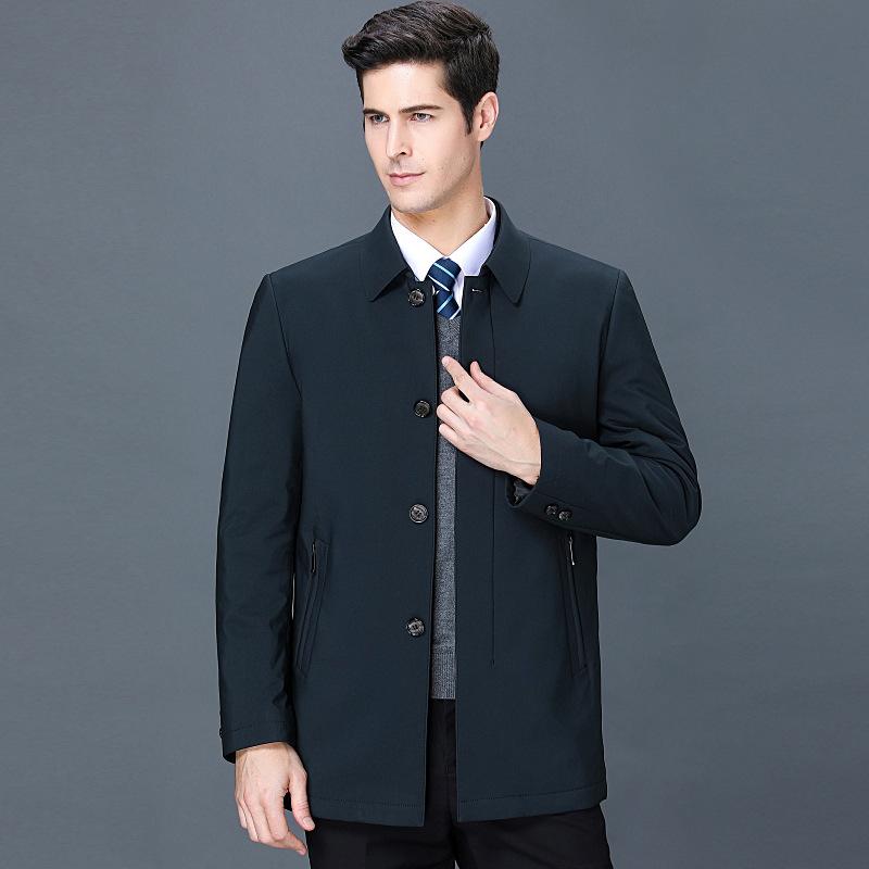 

Куртка-пуховик для мужчин среднего возраста, подкладка из белого утиного пуха, свободные лацканы, утолщенная теплая куртка, наряд для папы 195