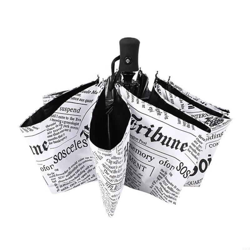 

Розничная/Дропшиппинг Полностью Автоматический Зонт-Трость с Тройным Сложением для Печати Газет Унисекс Ретро Зонты для Путешествий на Открытом Воздухе и белый