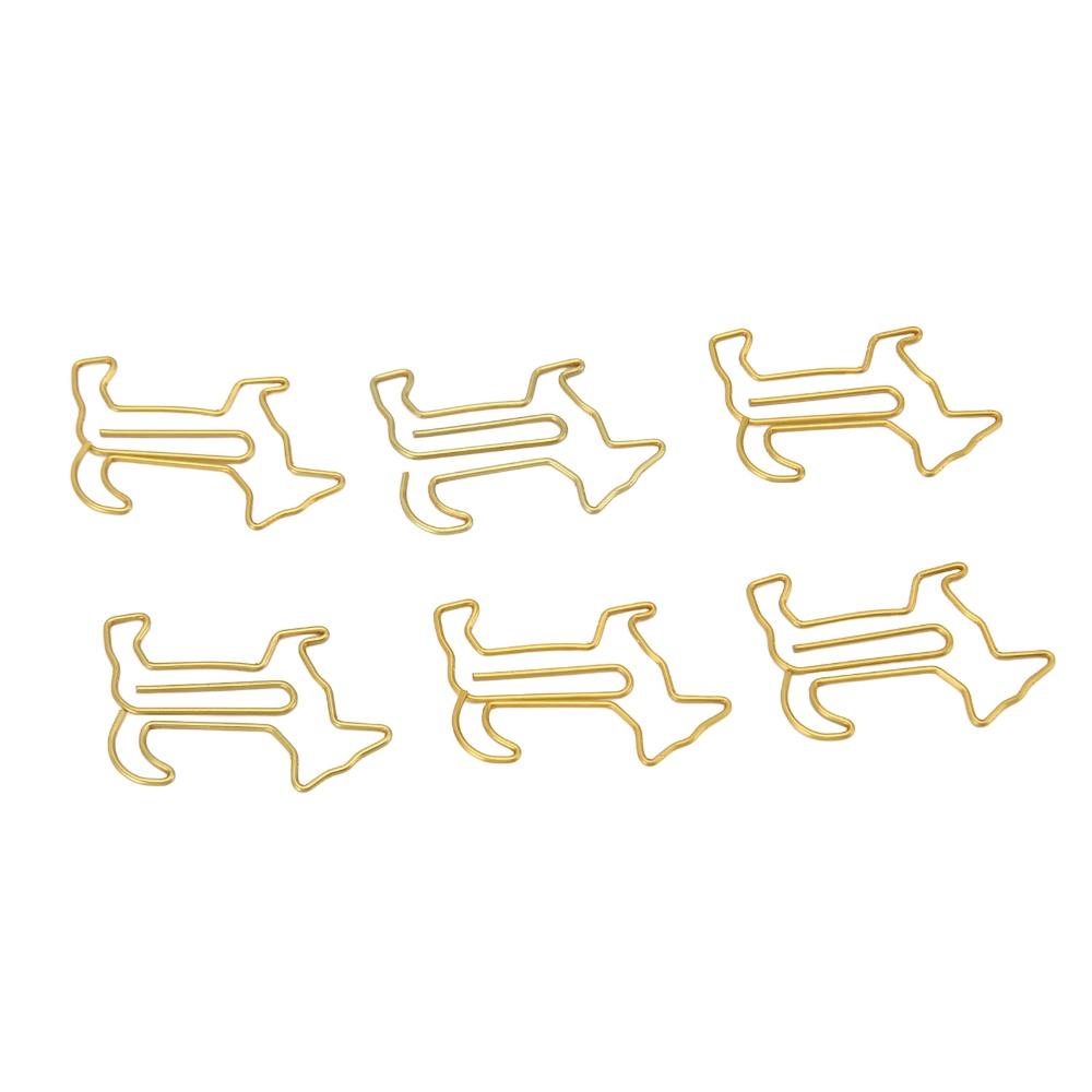 100Pcs Gold/Silver Dog Shape Paper Clips Dog Shape Portable Paper Clips Cute Paper Clips  Stationery