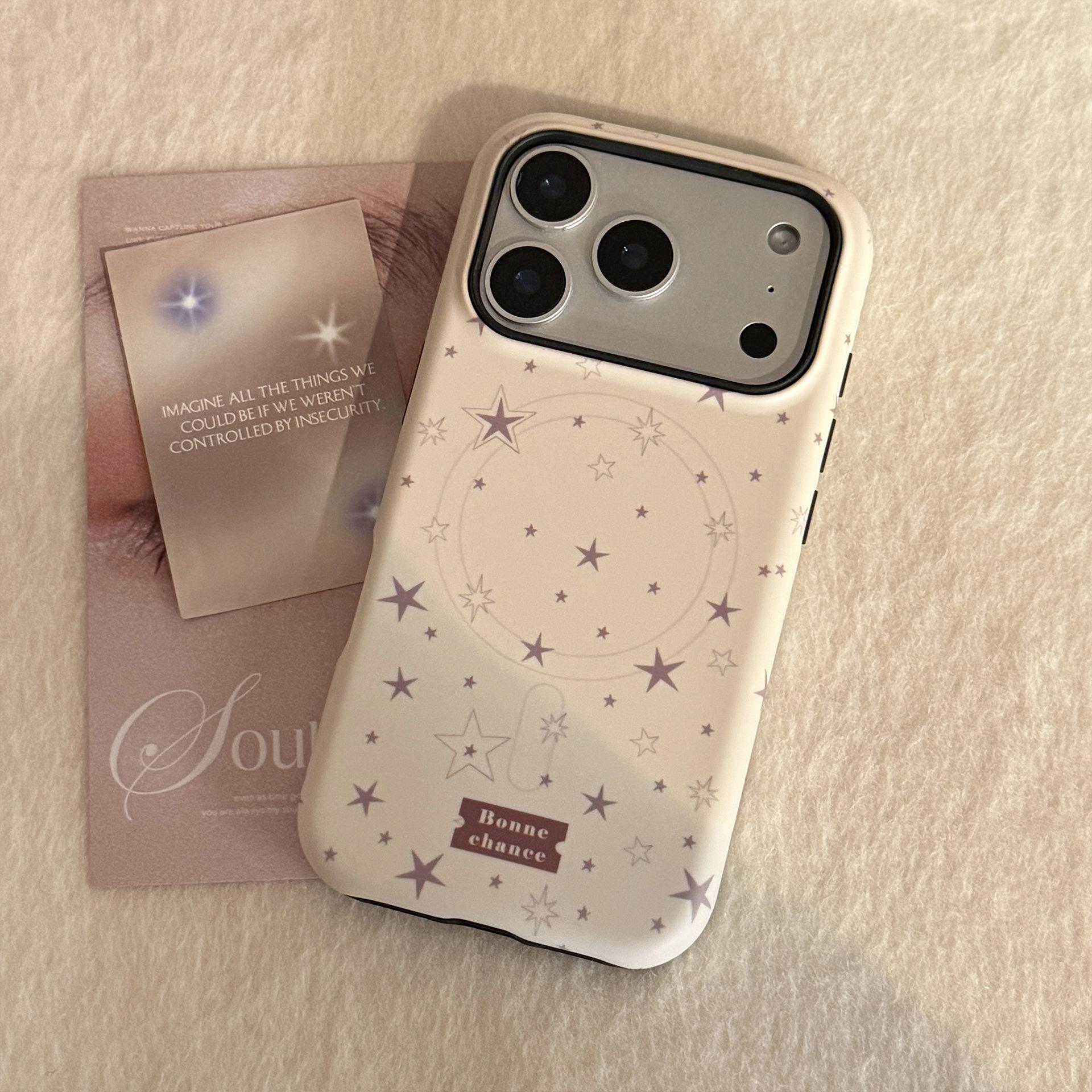 

Graffiti Star Suitable for Apple 17 Promax Mobile Phone Case for Iphone 16 Gilt Magnetic Stand 14 Korean Style 15 Hard 17promax