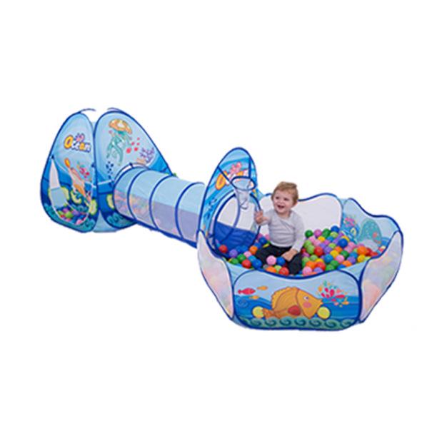 Baby Play Tent Set: 3-in-1 with Basketball Pool & Crawling Tunnel for Children Aged 0-3