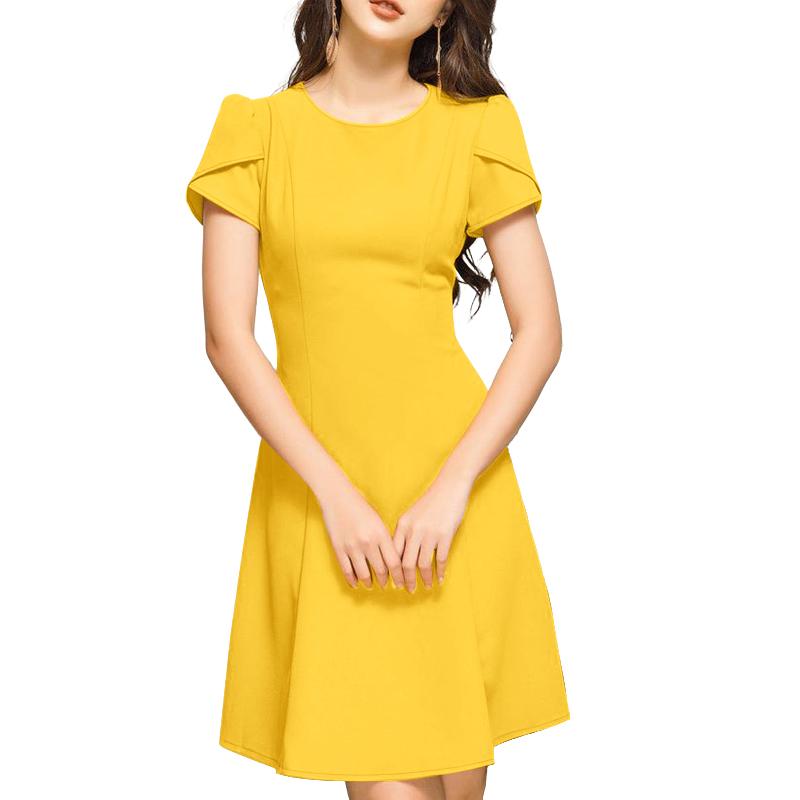 

ZANZEA Женское повседневное летнее платье с круглым вырезом и рукавами-лепестками