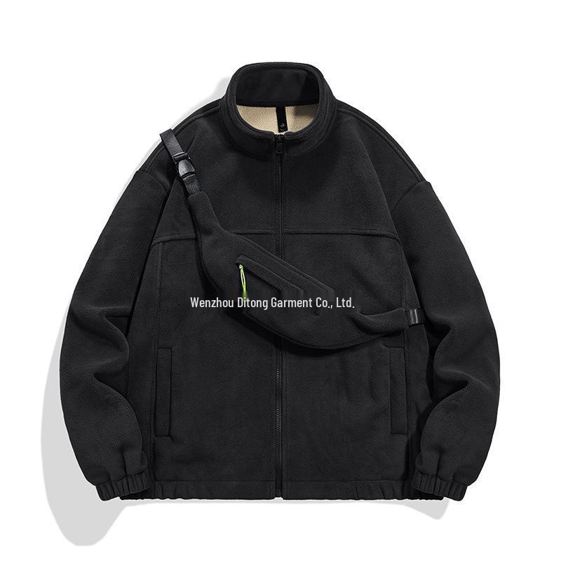 Men's Trendy Fleece Stand Collar Cardigan Jacket