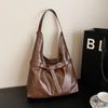 Retro Underarm Shoulder Hobo Bags For Women 2026 Luxury Designer Handbags PU Leather Pure Color Big Capacity Shopper Totes Purse