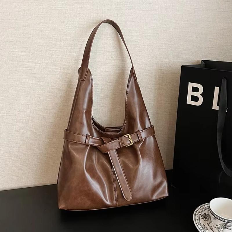 Retro Underarm Shoulder Hobo Bags For Women 2026 Luxury Designer Handbags PU Leather Pure Color Big Capacity Shopper Totes Purse