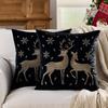 Reindeer Christmas Pillowcase, Winter Snowflake Embroidery Cushion Cover 45x45cm, Cross-border Bestseller