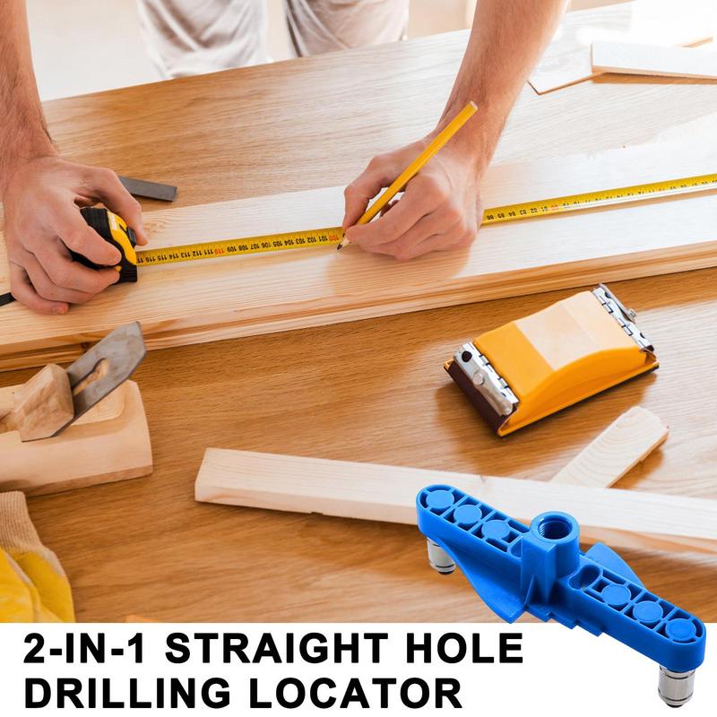 Drilling Hole Puncher Multipurpose Adjustable Dowel Jig Kit Blue Straight Hole Locator Portable Woodworking Tools for Carpenter