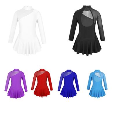 Dětské Dívky Dlouhé rukávy Tyl Splice Vystřihovánka Zadní část Krasobruslení Balet Tanec Trikotové šaty Kostýmy pro divadelní představení