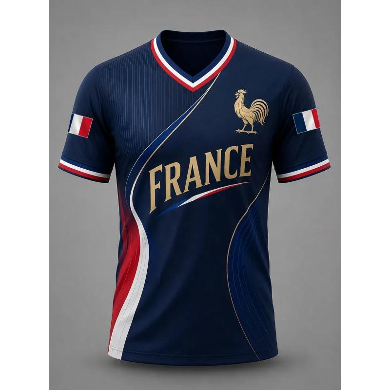 France Style T-Shirt Men Women 3D Print Textured Graphic Top Short Sleeve Casual Streetwear Breathable Quick Dry Summer Wear