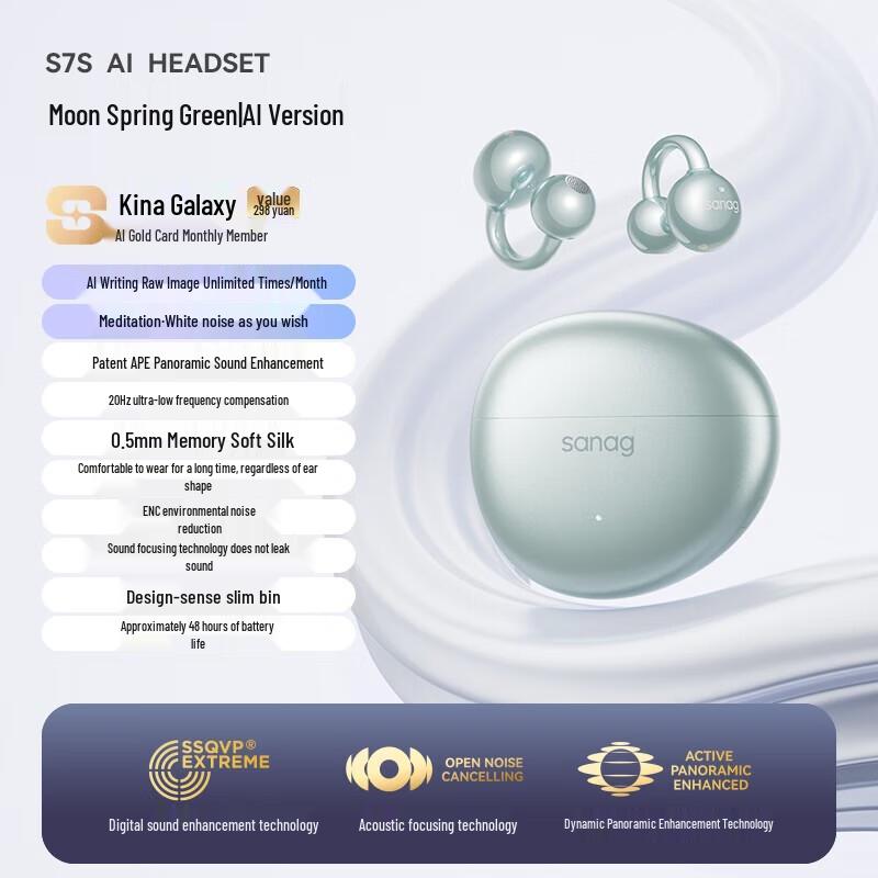 

Caina S7S AI Bone Conduction Bluetooth Ear-Clip Headphones