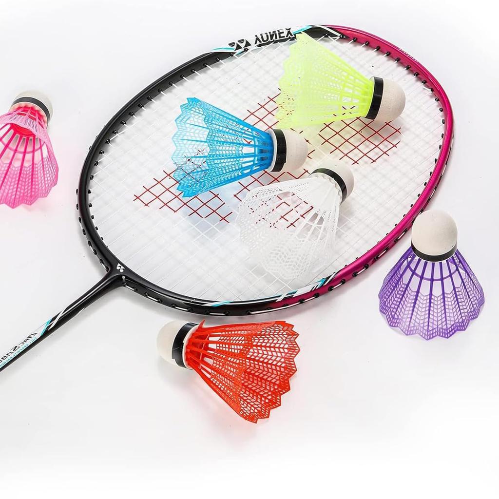 Set of 12 Plastic Badminton Nylon Shuttlecocks for Outdoor Storage Case Included Balls, Practice, Beginners, Use,