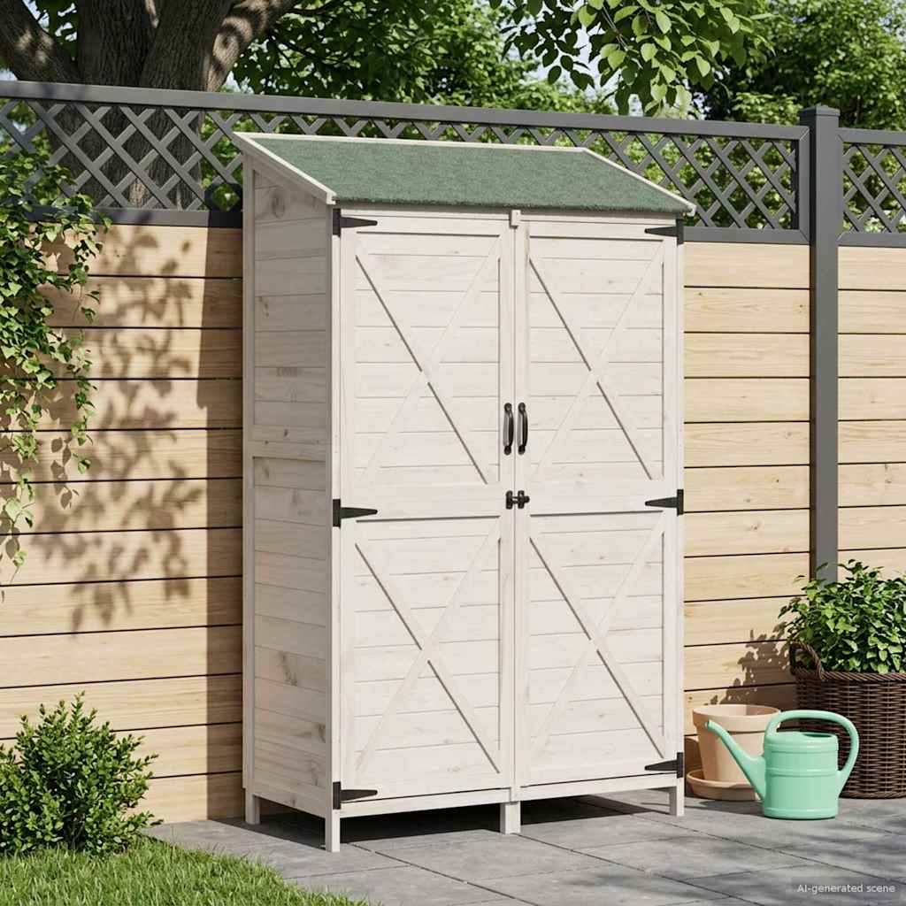 Garden Shed White 106 x 56 x 176.5 cm Solid Spruce Wood