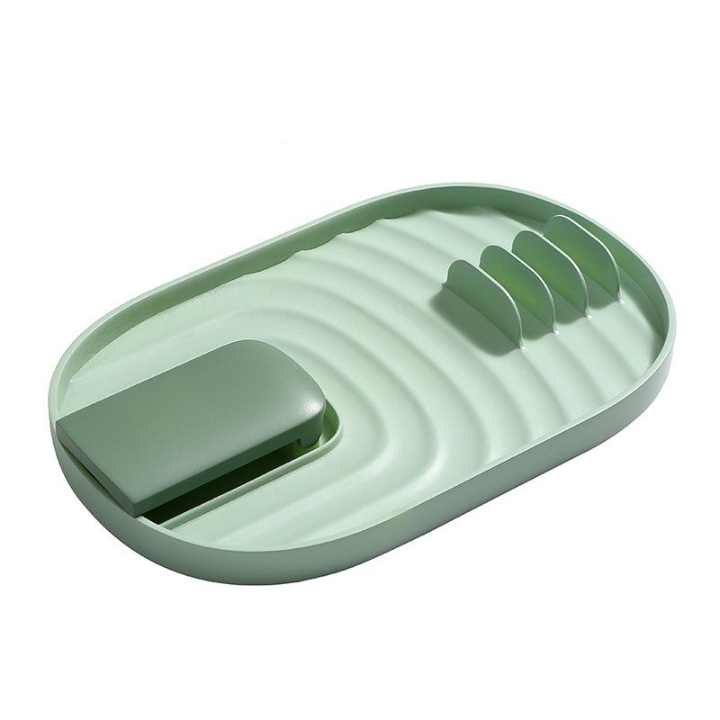 Kitchen foldable lid rack, spoon storage rack, easy to clean, spatula lid holder, kitchen utensils finishing rack Nordic green