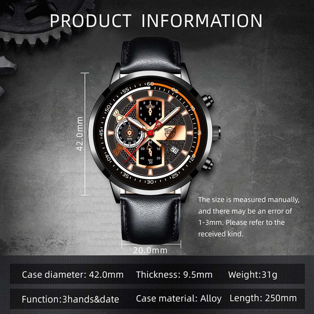 Fashion Men's Watch Leather Watch Calendar Watch Men's Trend Quartz Watch Student Watch